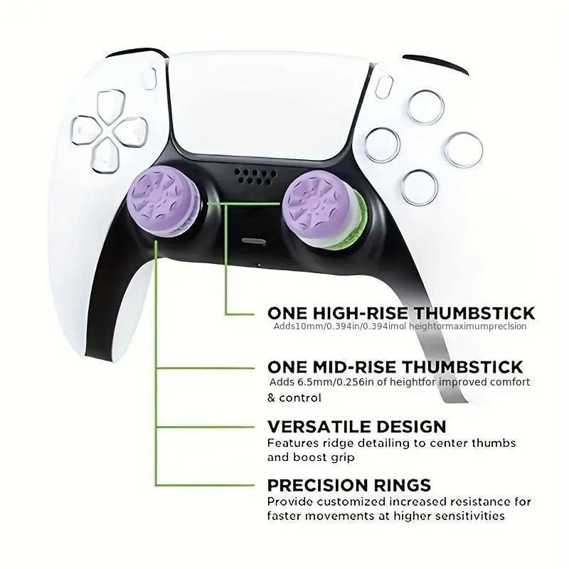 Precision Rings Thumbsticks Aim Boost Kit for Playstation 5 (PS5) Controllers Accessories | Purple-Black Thumbsticks | Silicione Rubber 6 Pcs Precision Rings Joystick Ps5 Joystick Fps Thumbsticks Player Controller